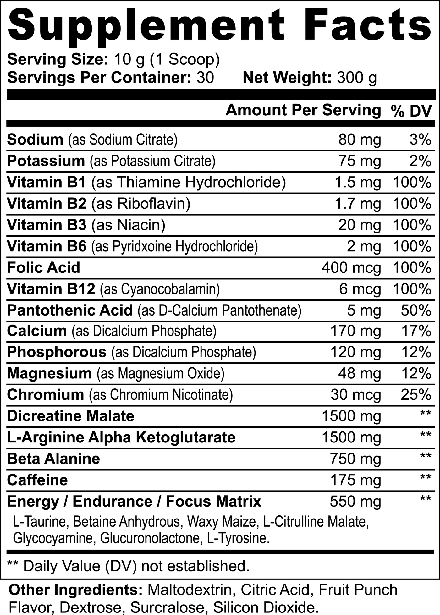 Nitric Shock Pre-Workout Powder (Fruit Punch)